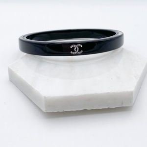 Chanel acrylic and crystal bangle bracelet